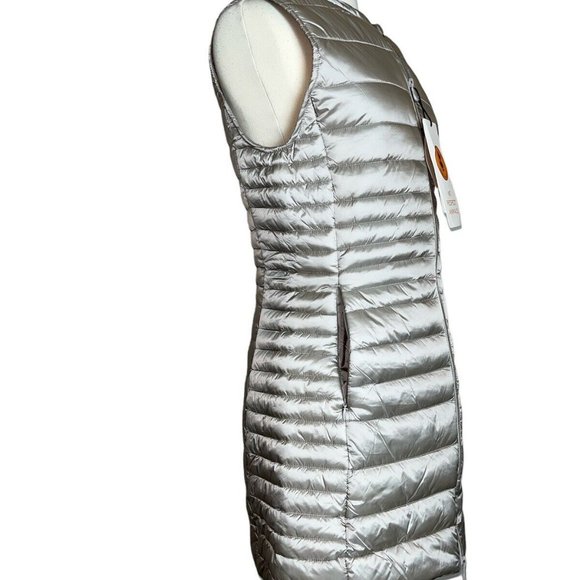 NEW Save The Duck Women M CINDY Puffer Vest Khaki Beige Thin Ultra Light NWT - Picture 4 of 11